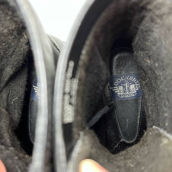 Dockers Wm’s Black Leather Lace up With Velcro Top Strap Combat Boots Sz 8.5 M - Picture 4 of 15